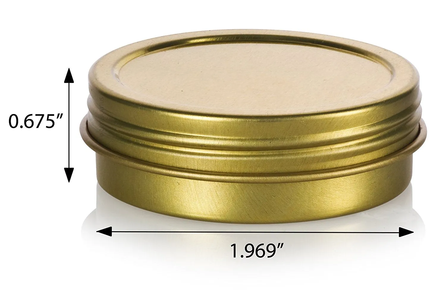 1 oz Gold Metal Steel Tin Flat Container with Tight Sealed Twist Screwtop Cover Lid (6 pack)