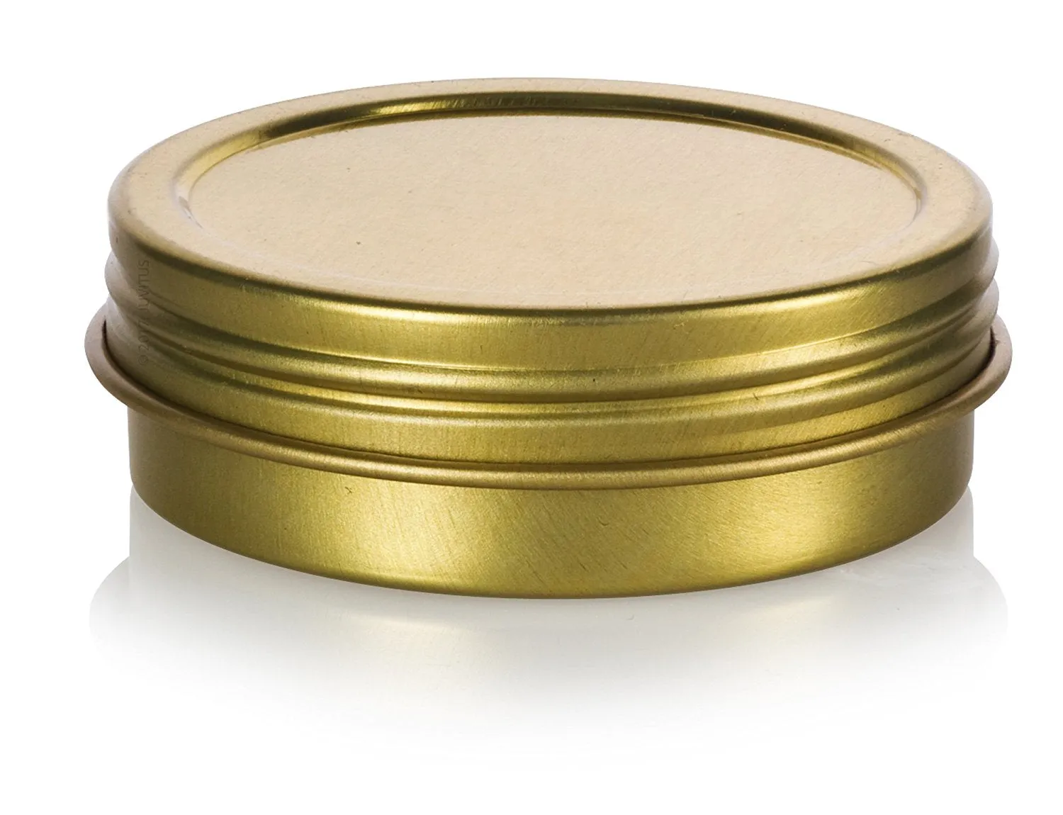 1 oz Gold Metal Steel Tin Flat Container with Tight Sealed Twist Screwtop Cover Lid (6 pack)