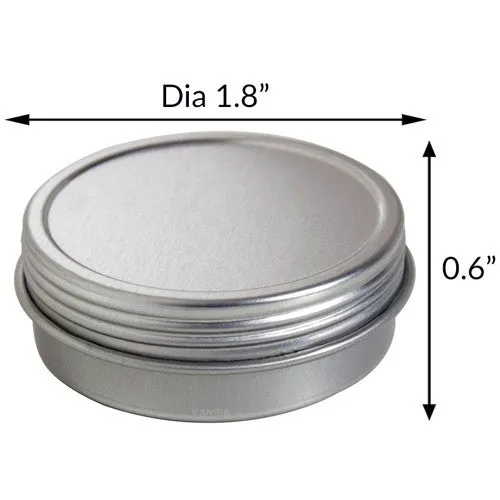 (12 Pack) 1 oz Metal Steel Tin Flat Container with Tight Sealed Twist Screwtop Cover