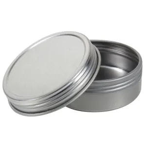 (12 Pack) 1 oz Metal Steel Tin Flat Container with Tight Sealed Twist Screwtop Cover