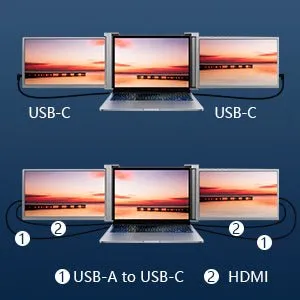 15 Inch Triple Portable Monitor FOPO FHD 1080P HDR IPS Laptop Monitor Screen Extender for Dual Monitor Display