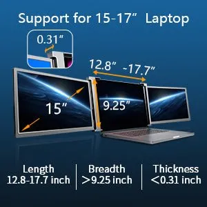 15 Inch Triple Portable Monitor FOPO FHD 1080P HDR IPS Laptop Monitor Screen Extender for Dual Monitor Display