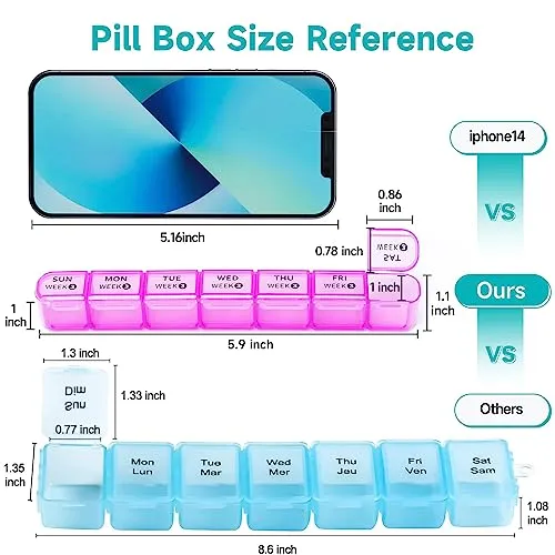 28 Day Monthly Pill Organizer - Weekly Pill Box 1 Time a Day, 4 Weeks Large Pill Case for Traveling, Big Compartment Personal Pill Organizers for Vitamins, Fish Oils, Supplements and Medicine