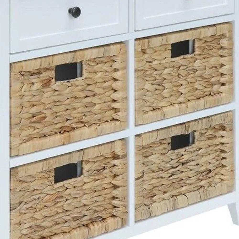 30" X 13" X 28" White Wood Veneer 6 Drawers Accent Chest