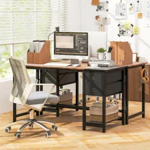 48/55-Inch Home Office Desk with 2 Drawers Hanging Hook-55 Inch