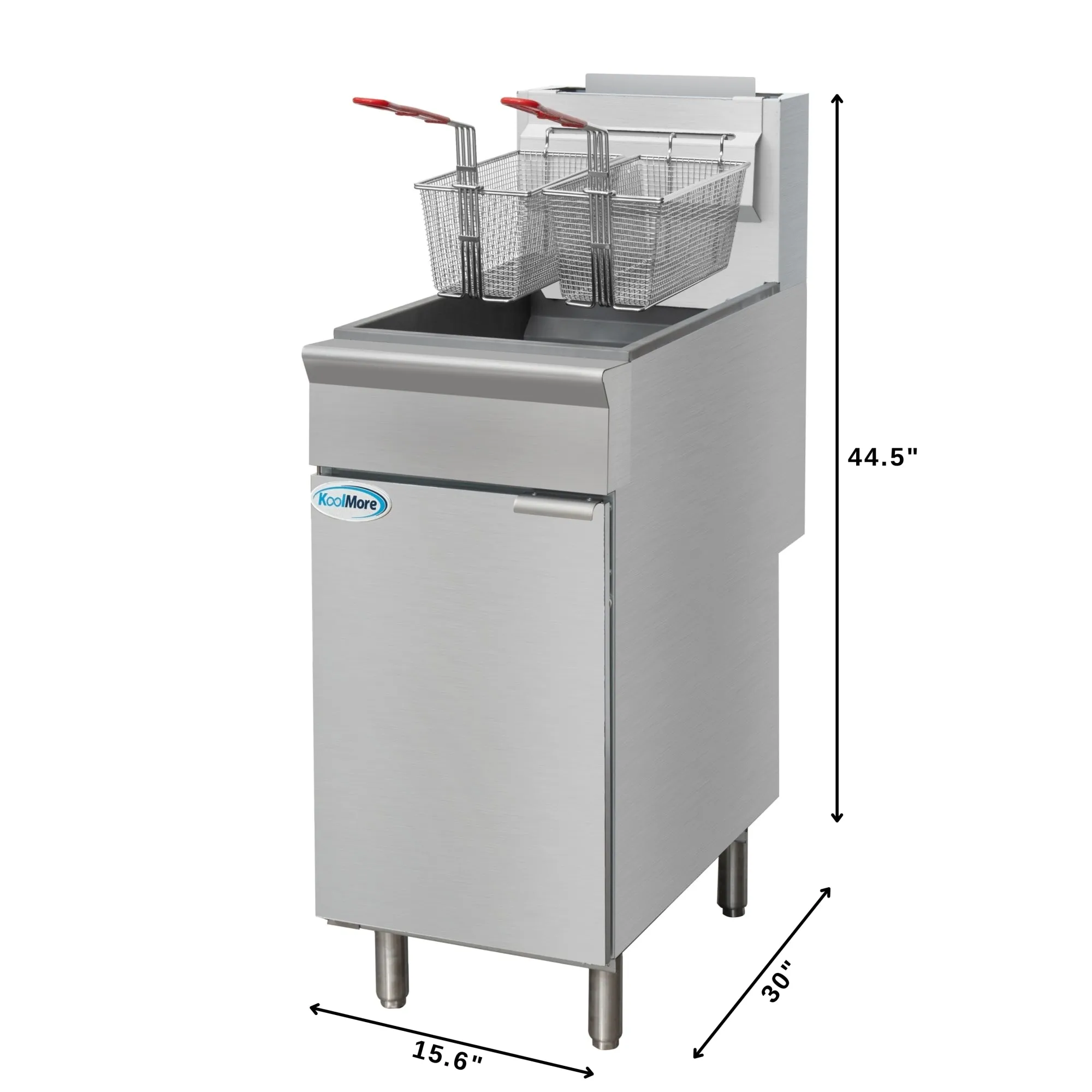 50 lb. Floor Standing Liquid Propane Commercial Fryer with 120,000 BTU in Stainless-Steel, ETL Listed (KM-FDF50-LP)