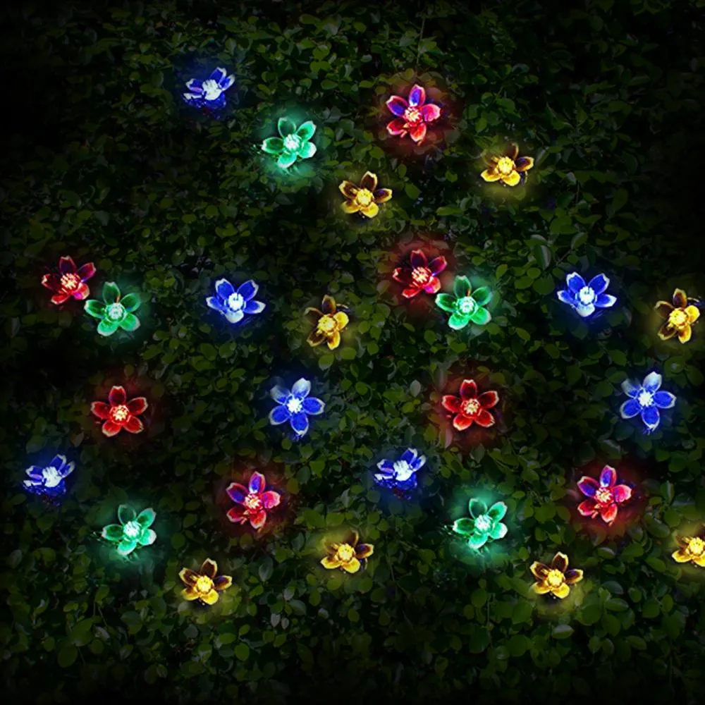 50 Multi-Colour LED Cherry Blossom Flowers Solar Fairy Lights