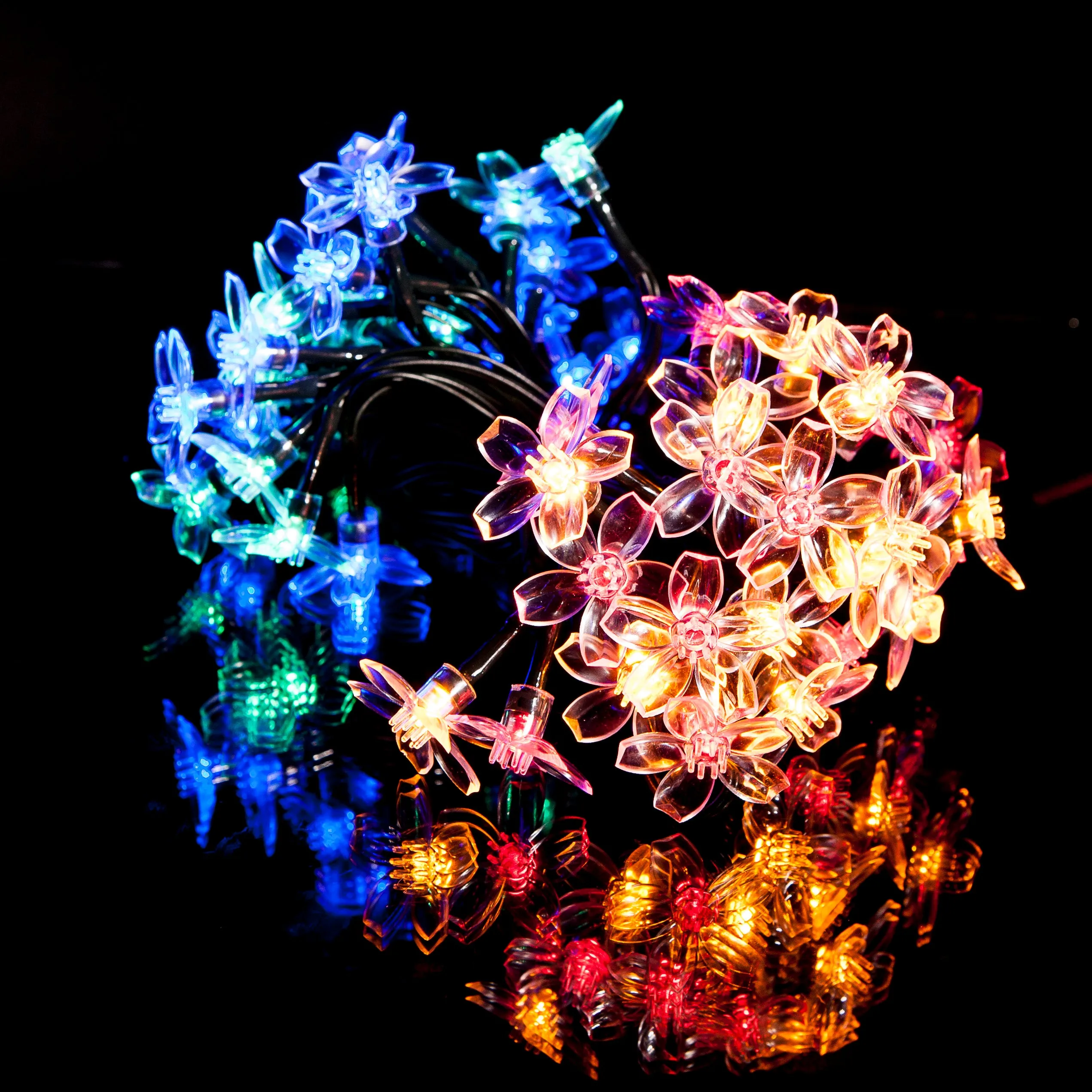 50 Multi-Colour LED Cherry Blossom Flowers Solar Fairy Lights