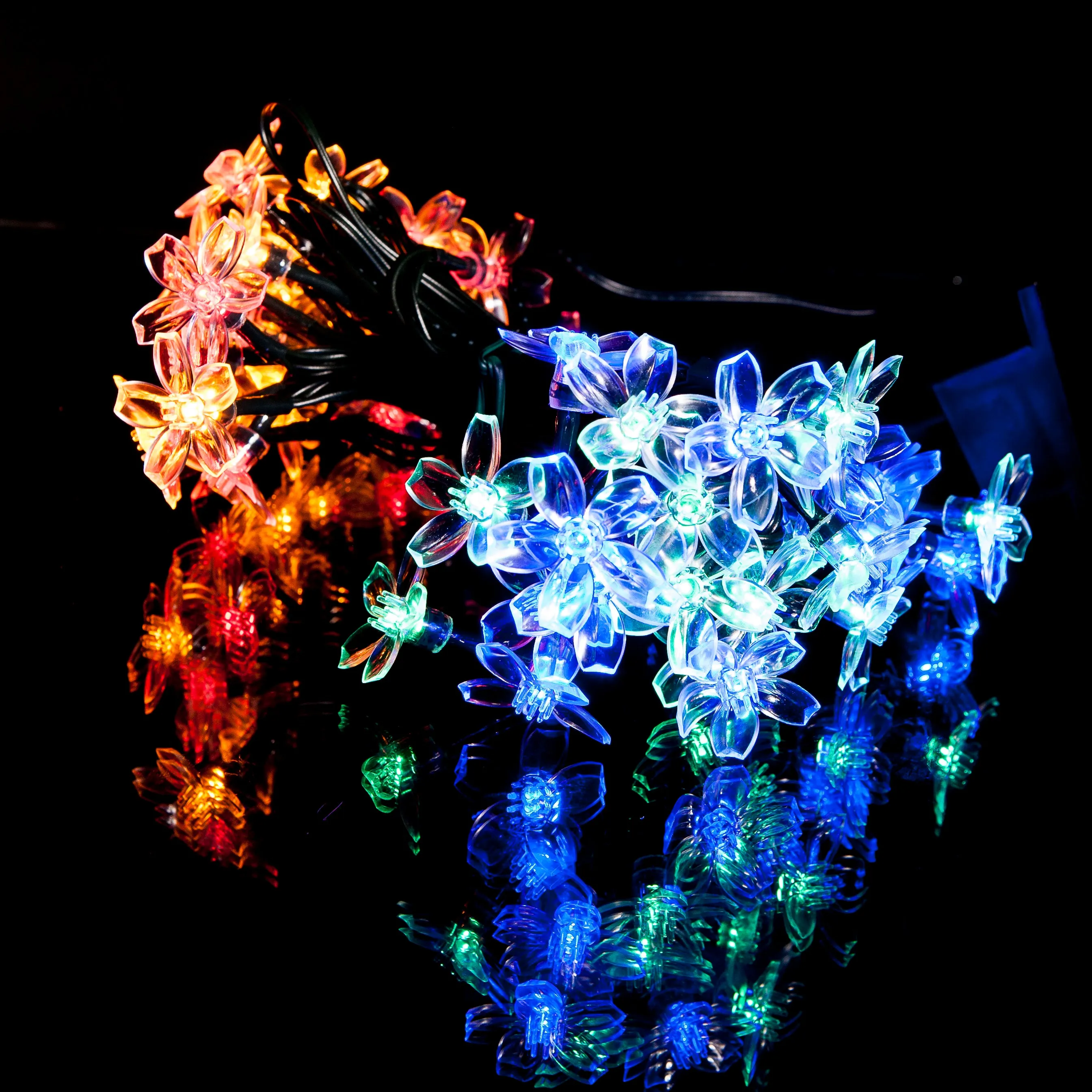 50 Multi-Colour LED Cherry Blossom Flowers Solar Fairy Lights