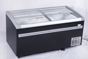 5.5FT Wide Supermarket sliding Glass Top Display Island Freezer (Model: IHF-1909PB) for Frozen Meat, Frozen Pizza, Icecream and Ice Bag