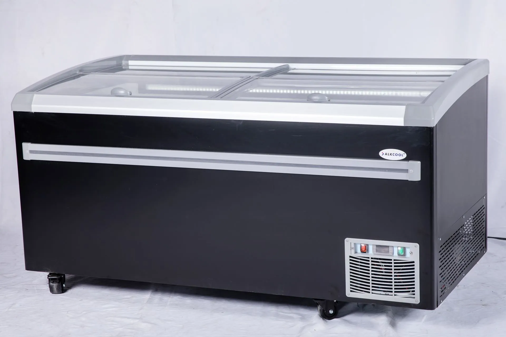 5.5FT Wide Supermarket sliding Glass Top Display Island Freezer (Model: IHF-1909PB) for Frozen Meat, Frozen Pizza, Icecream and Ice Bag