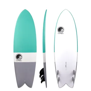 6' Retro Fish Surfboard Aqua Dip (Hybrid Epoxy Softtop)