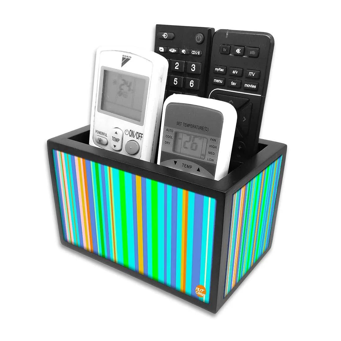 Attractive Remote Control Storage Holder For TV / AC Remotes -  Colorful Strips