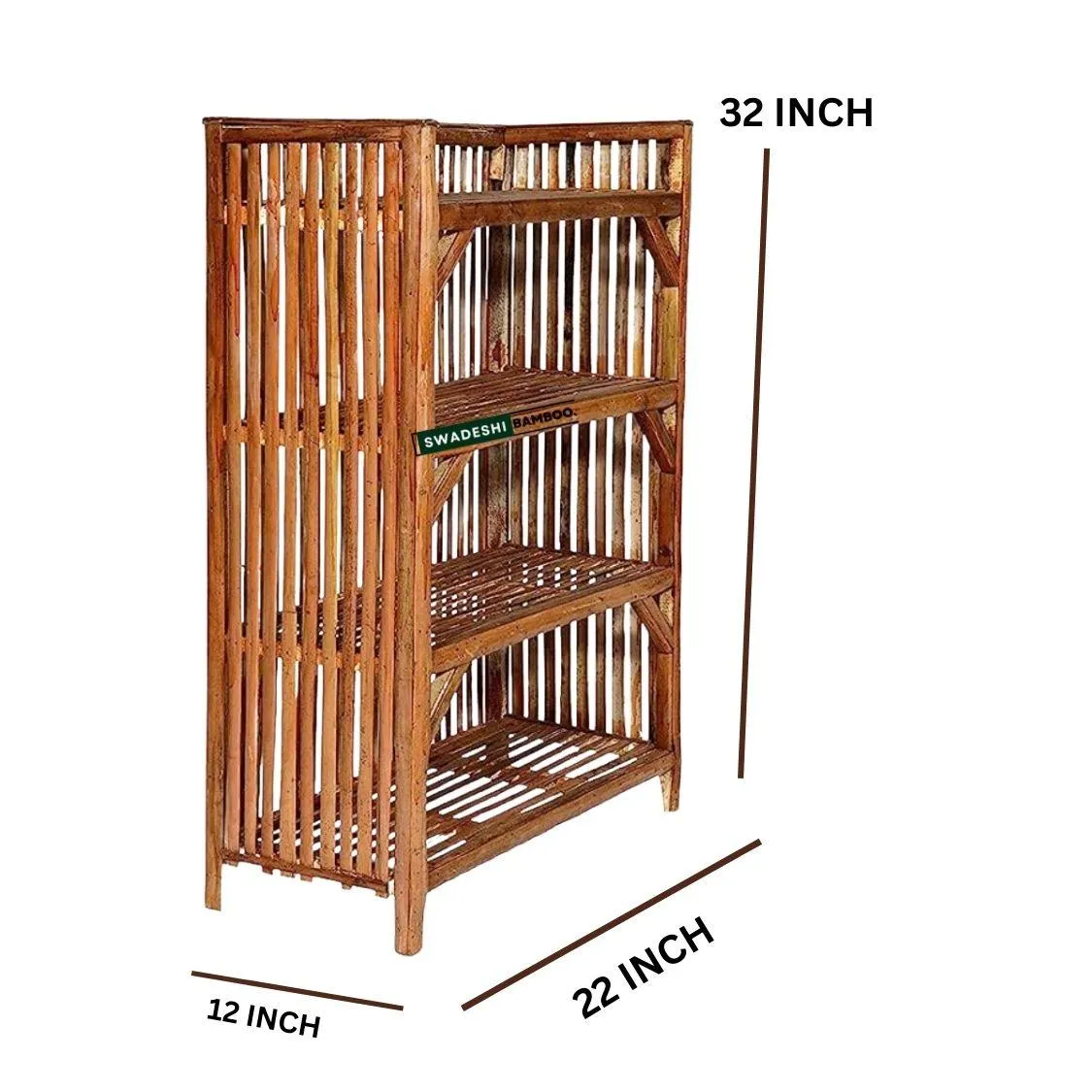 Bamboo wooden Rack Strong Shoe Rack 4-Tier Shelf Stand Utility Rack Bookshelf Rack for Office