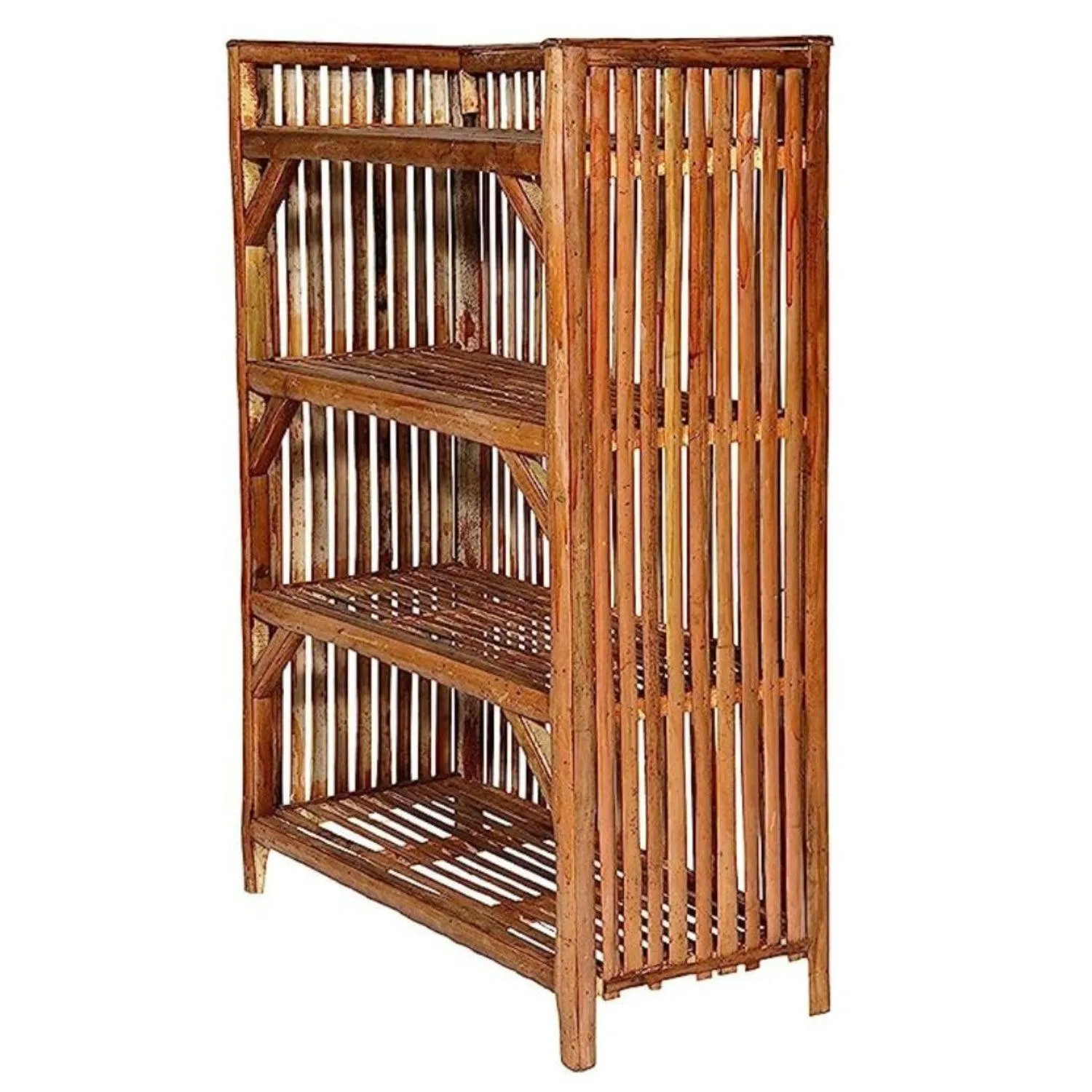 Bamboo wooden Rack Strong Shoe Rack 4-Tier Shelf Stand Utility Rack Bookshelf Rack for Office