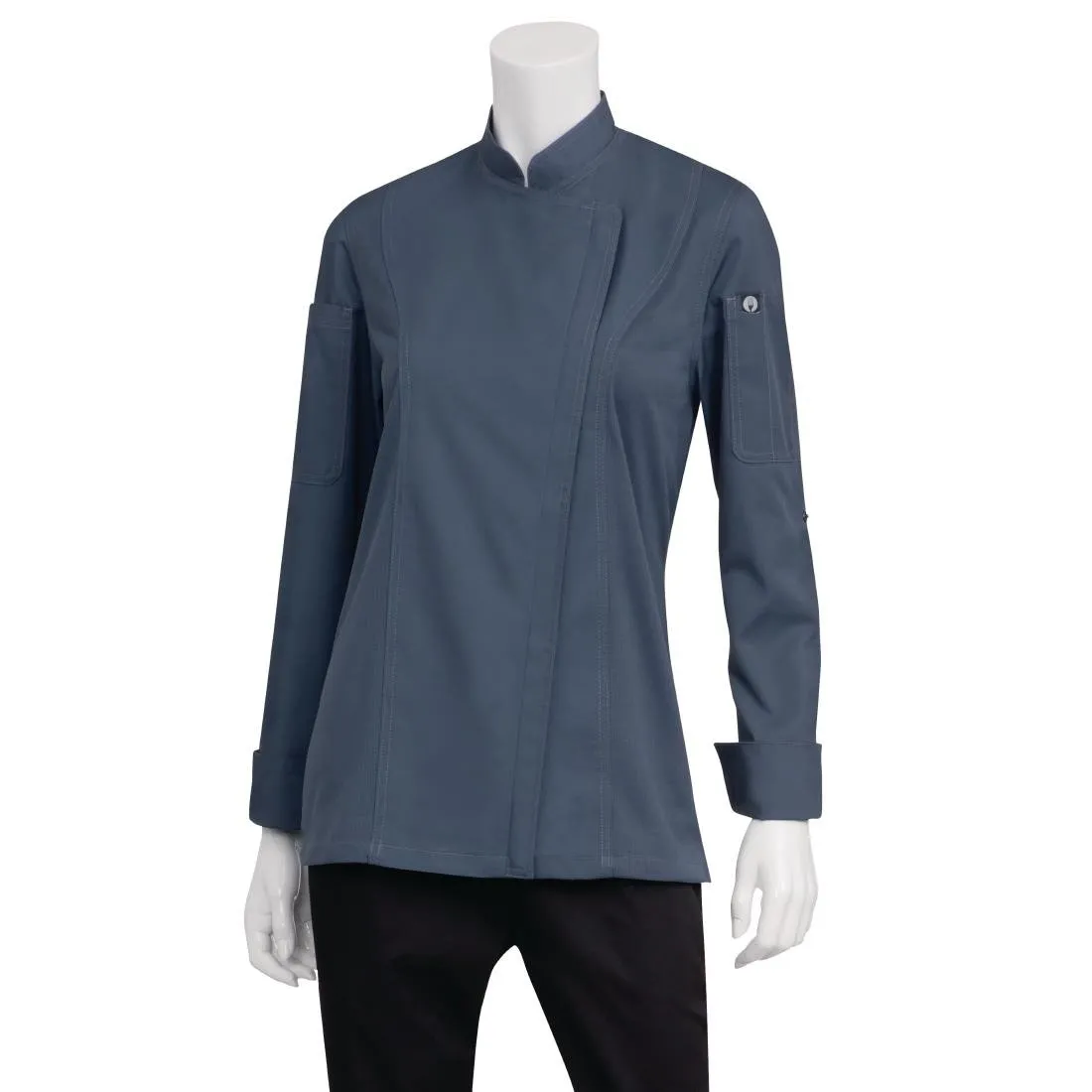 BB091-XL Chef Works Hartford Lightweight Zip Womens Chef Jacket Blue XL