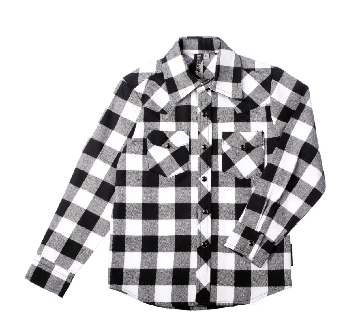 Black & White Plaid Checkered Long Sleeve Rockabilly Boy’s Shirt - Select Size