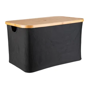 Black Fabric Bamboo Linen Storage Basket - Large