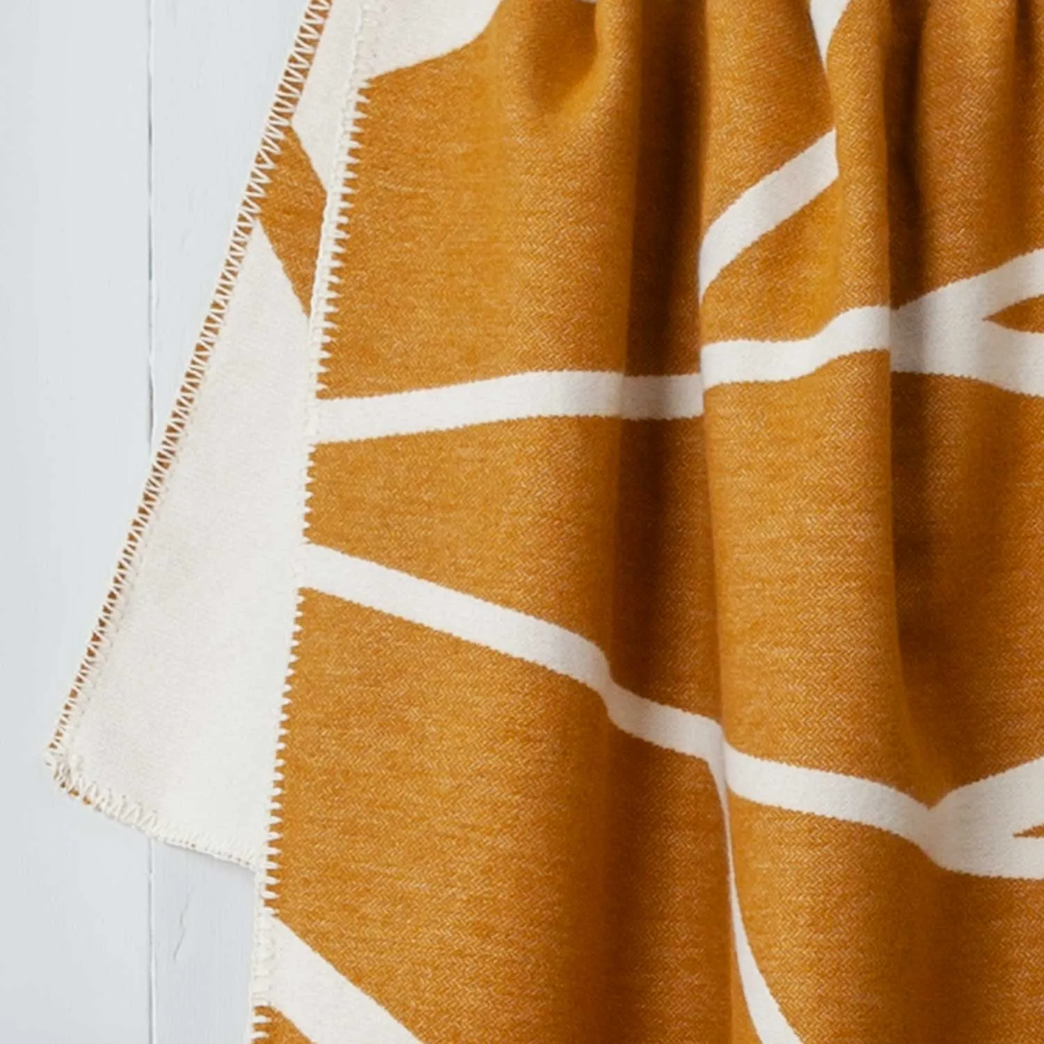 Blanket Stitch Cotton Throw Ochre