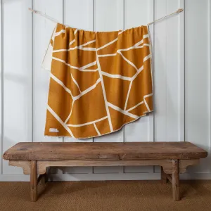 Blanket Stitch Cotton Throw Ochre