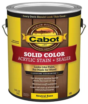 Cabot 140.0001806.007 Solid Stain, Low Luster, Neutral, Liquid, 1 gal :GAL: QUANTITY: 4