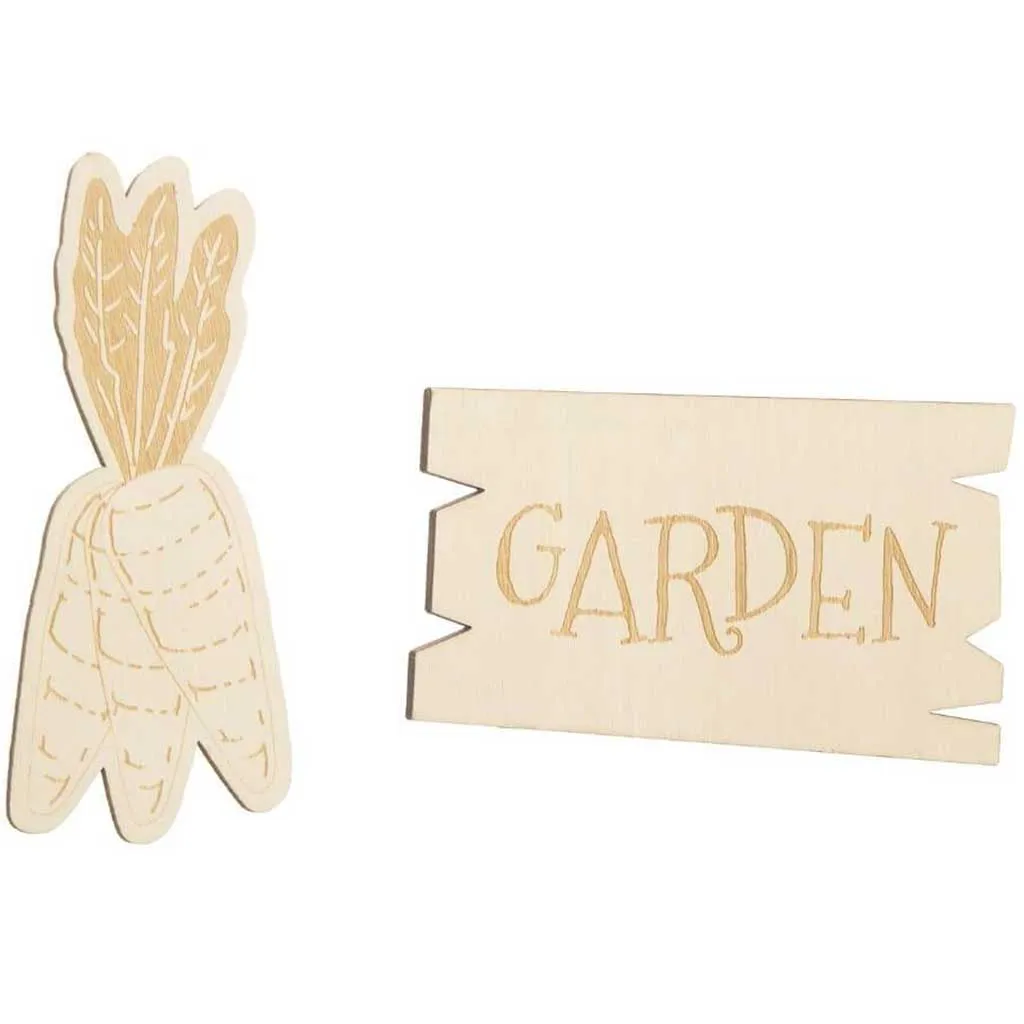 Carrot Garden Sign: Unfinished Wood, 4 Pieces