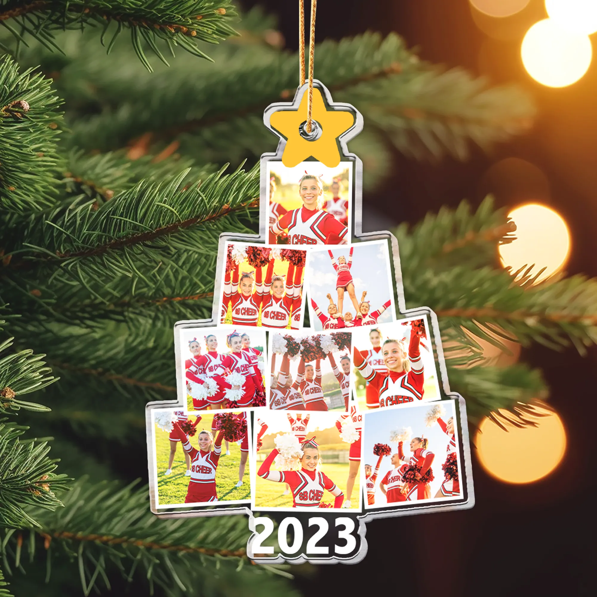 Cheerleader Christmas Tree - Personalized Acrylic Photo Ornament