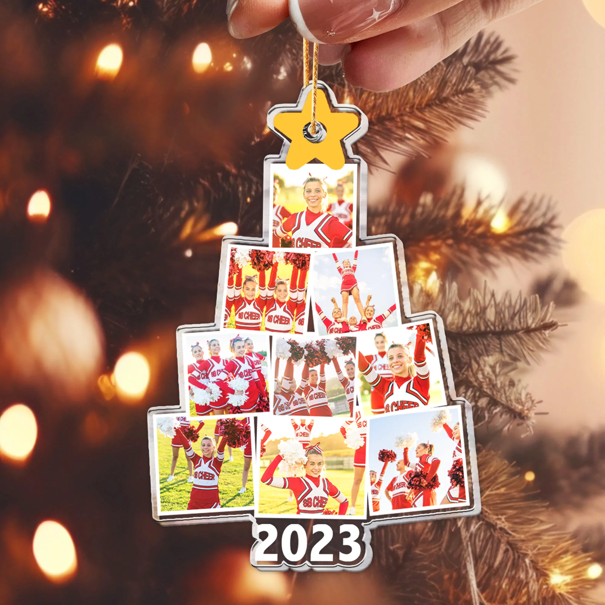 Cheerleader Christmas Tree - Personalized Acrylic Photo Ornament