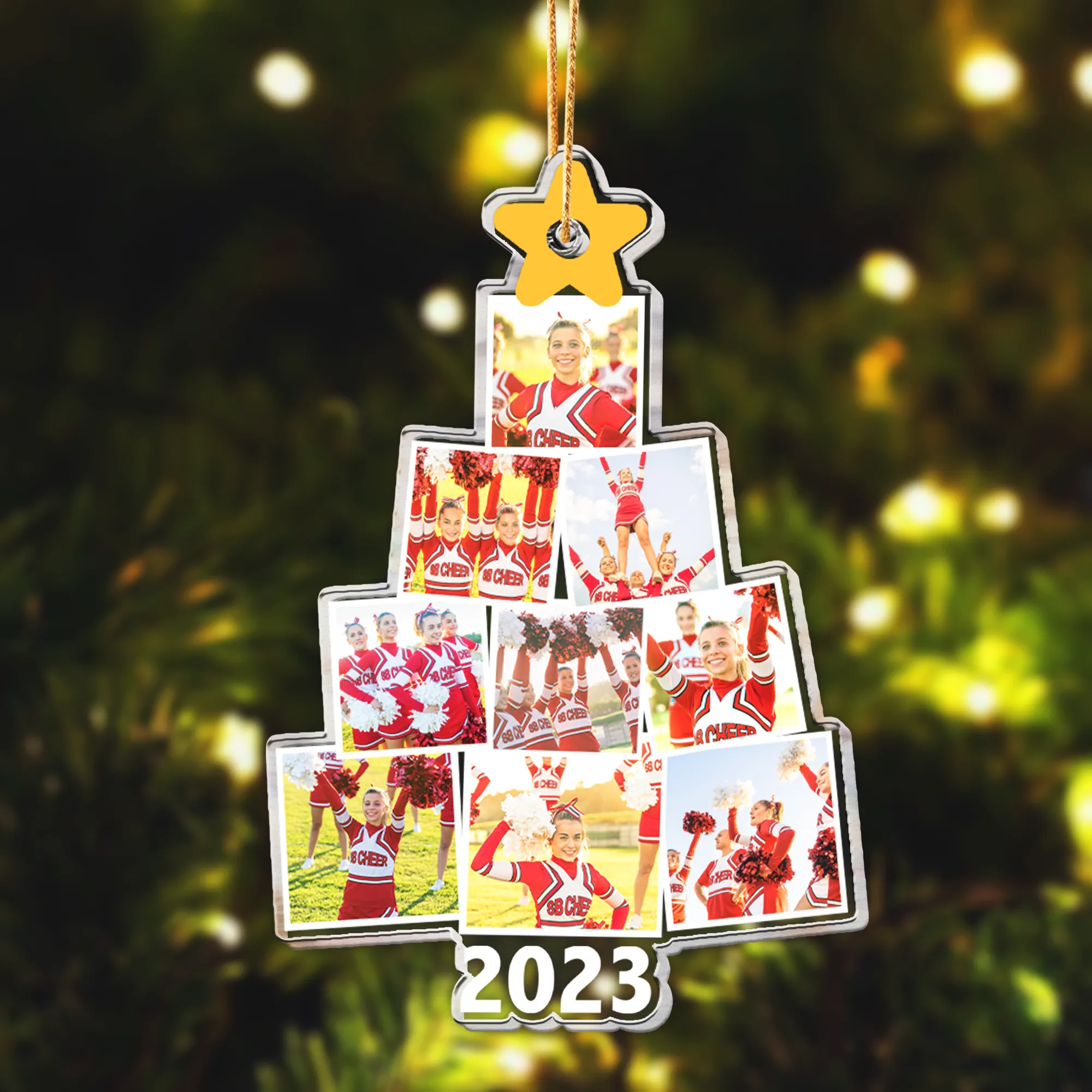 Cheerleader Christmas Tree - Personalized Acrylic Photo Ornament