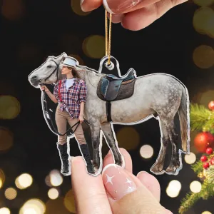 Christmas Gift For Cowgirl - Personalized Acrylic Photo Ornament