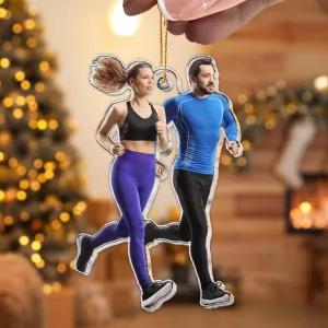 Christmas Gift For Running Couple - Personalized Acrylic Photo Ornament