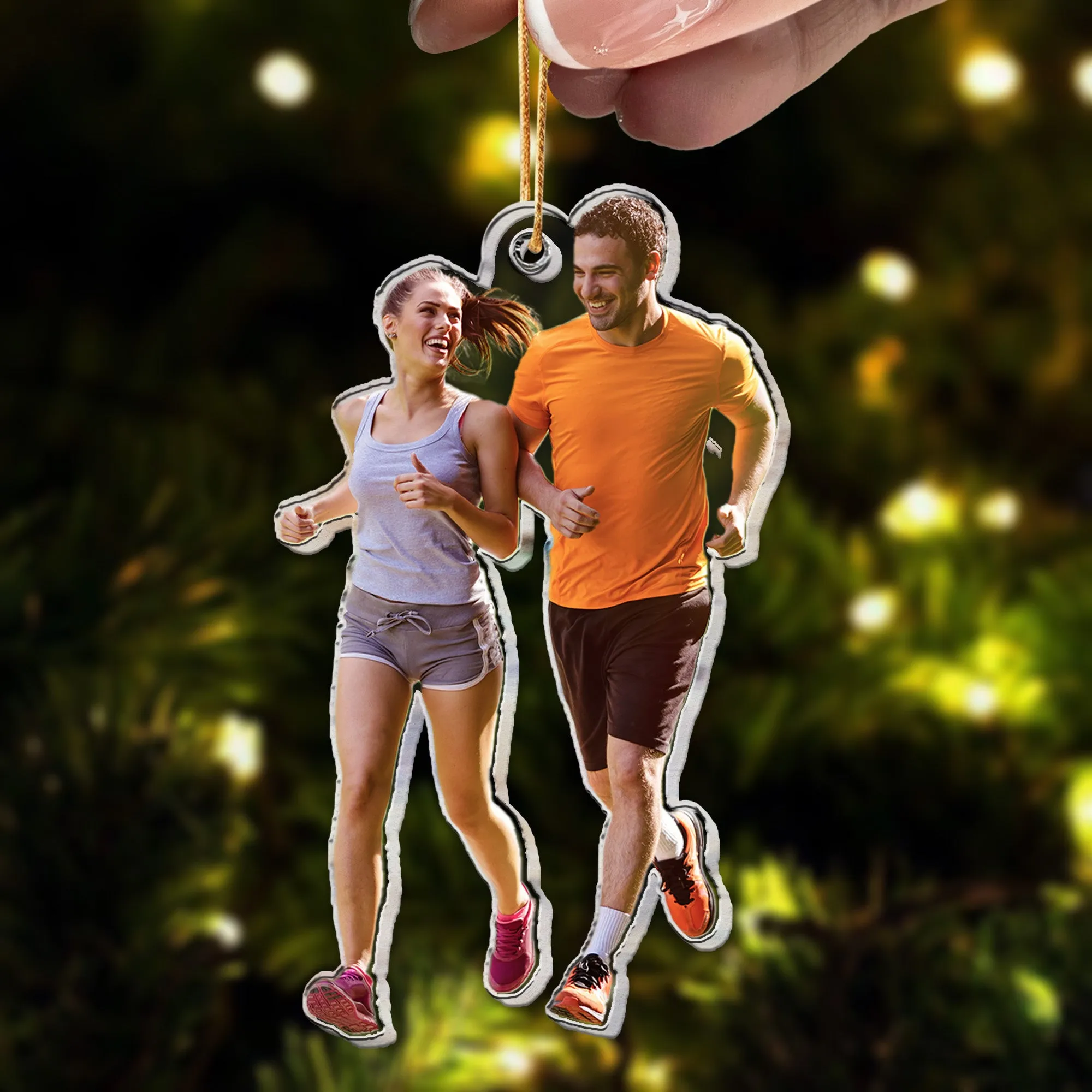 Christmas Gift For Running Couple - Personalized Acrylic Photo Ornament