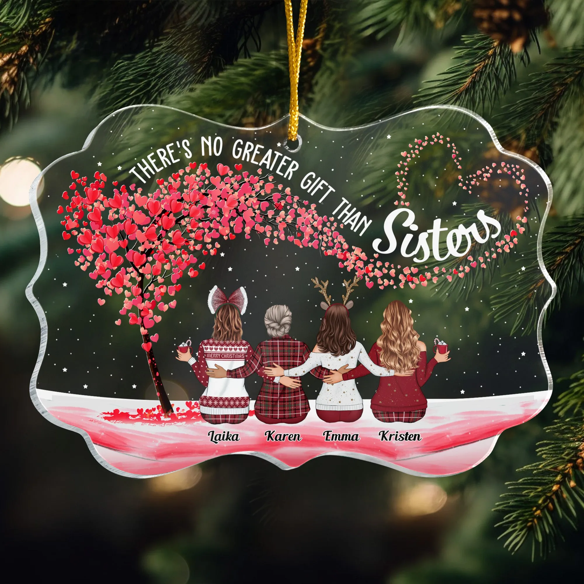 Christmas Gift There's No Greater Gift Than Sisters - Personalized Acrylic Ornament