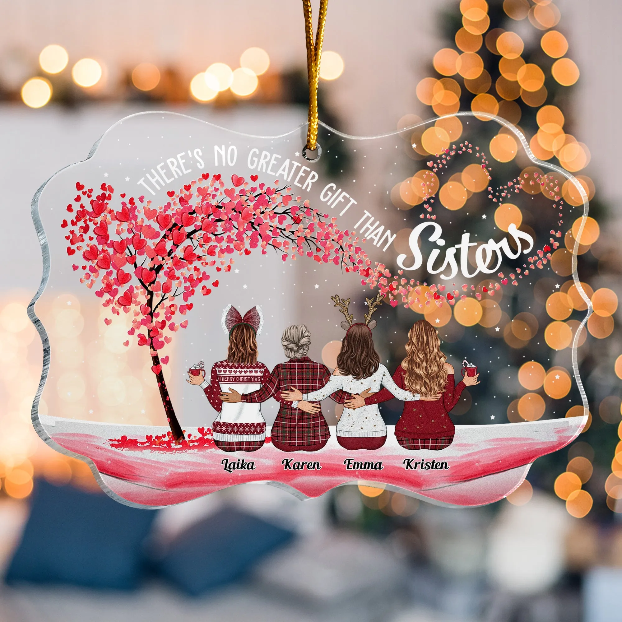 Christmas Gift There's No Greater Gift Than Sisters - Personalized Acrylic Ornament