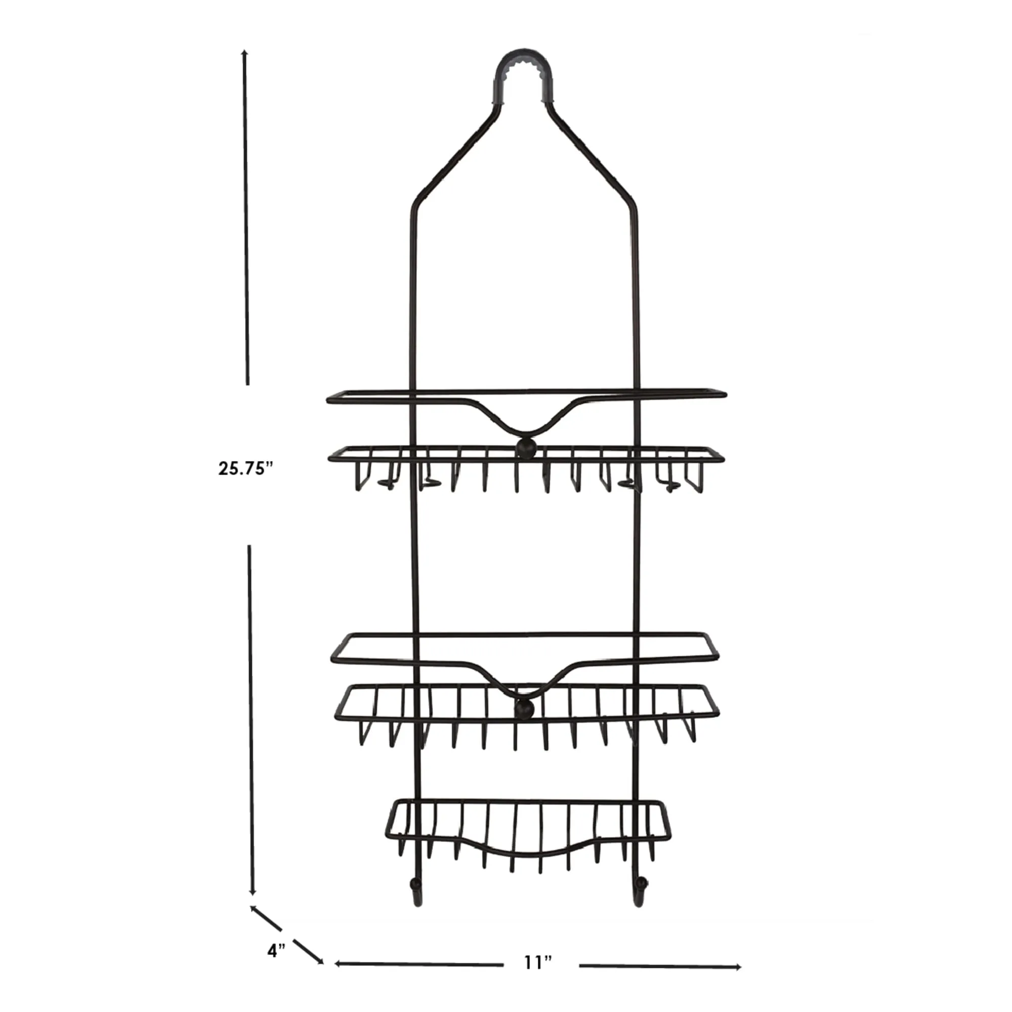 Classic 2 Shelf Shower Caddy with Bottom Hooks and Center Soap Dish Tray, Bronze