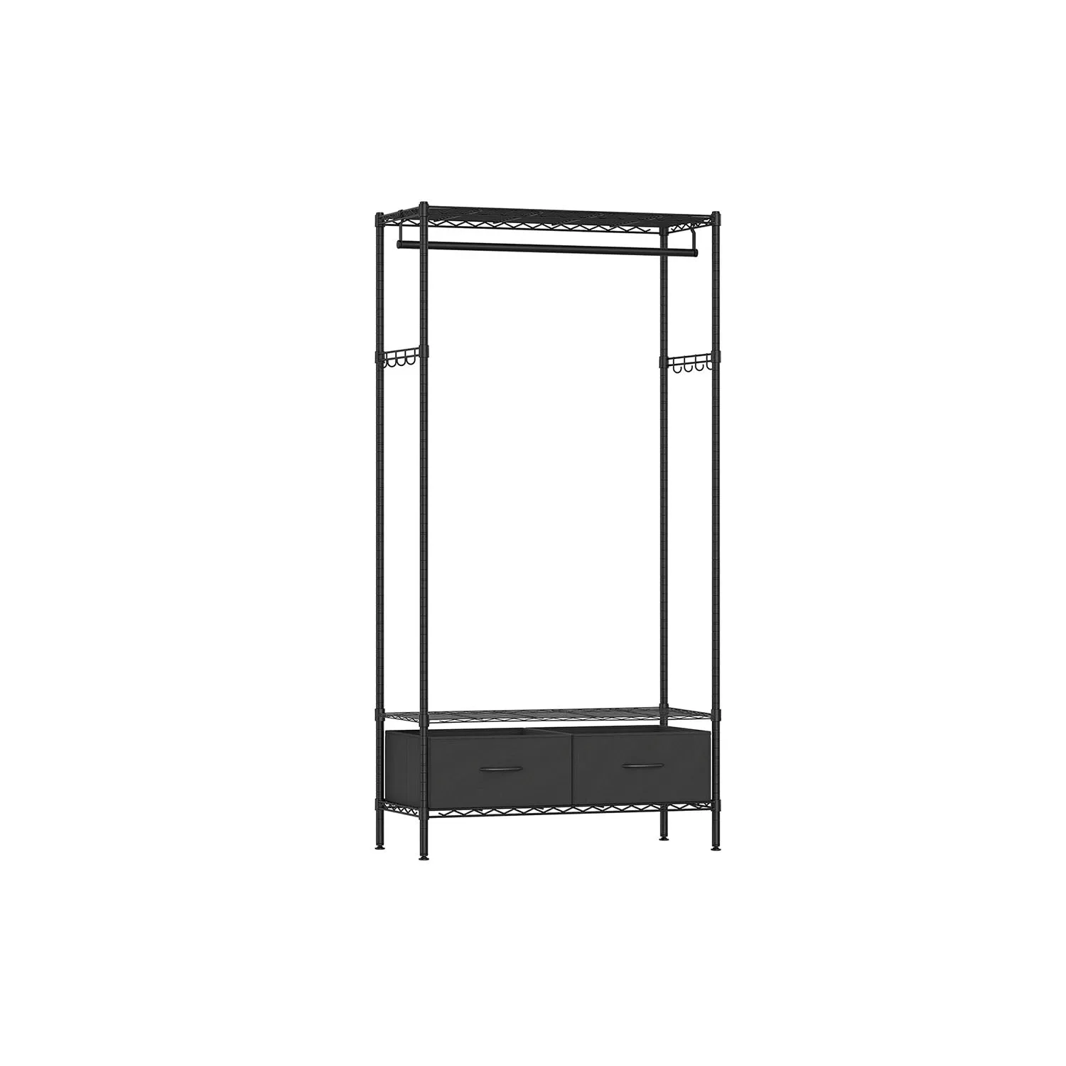 Clothes Rack with Mesh Shelf and Drawers