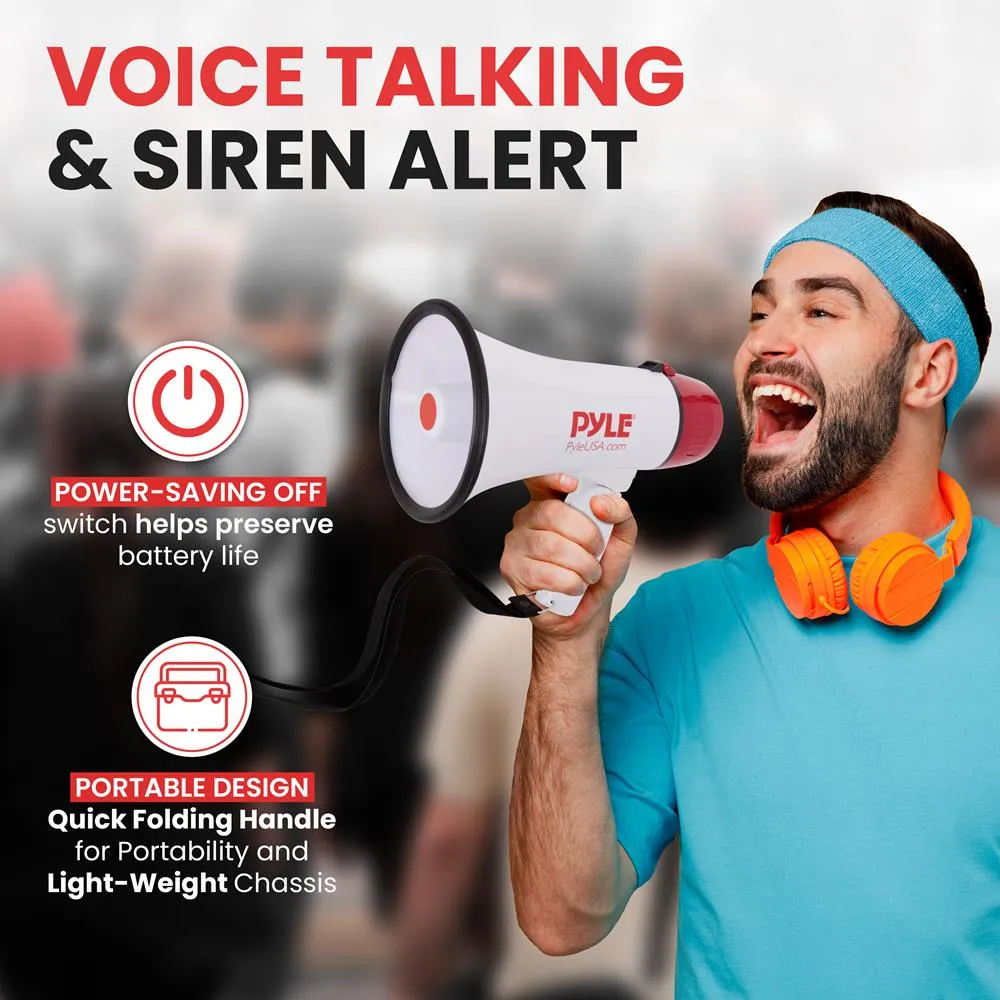 Compact Megaphone Speaker, Battery Operated, Siren Alarm Mode, Volume Control