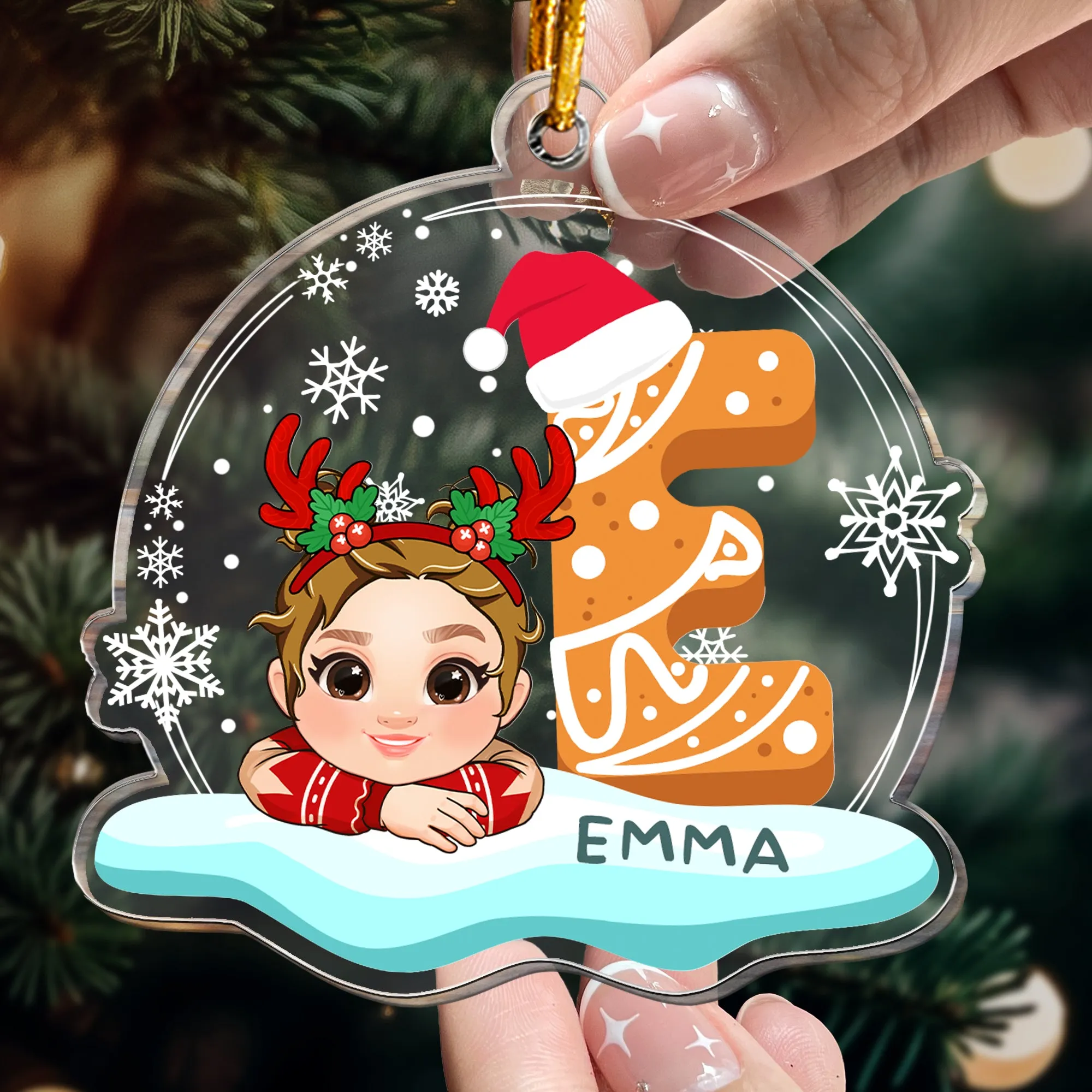 Custom Name Letter Christmas Kids - Personalized Acrylic Ornament