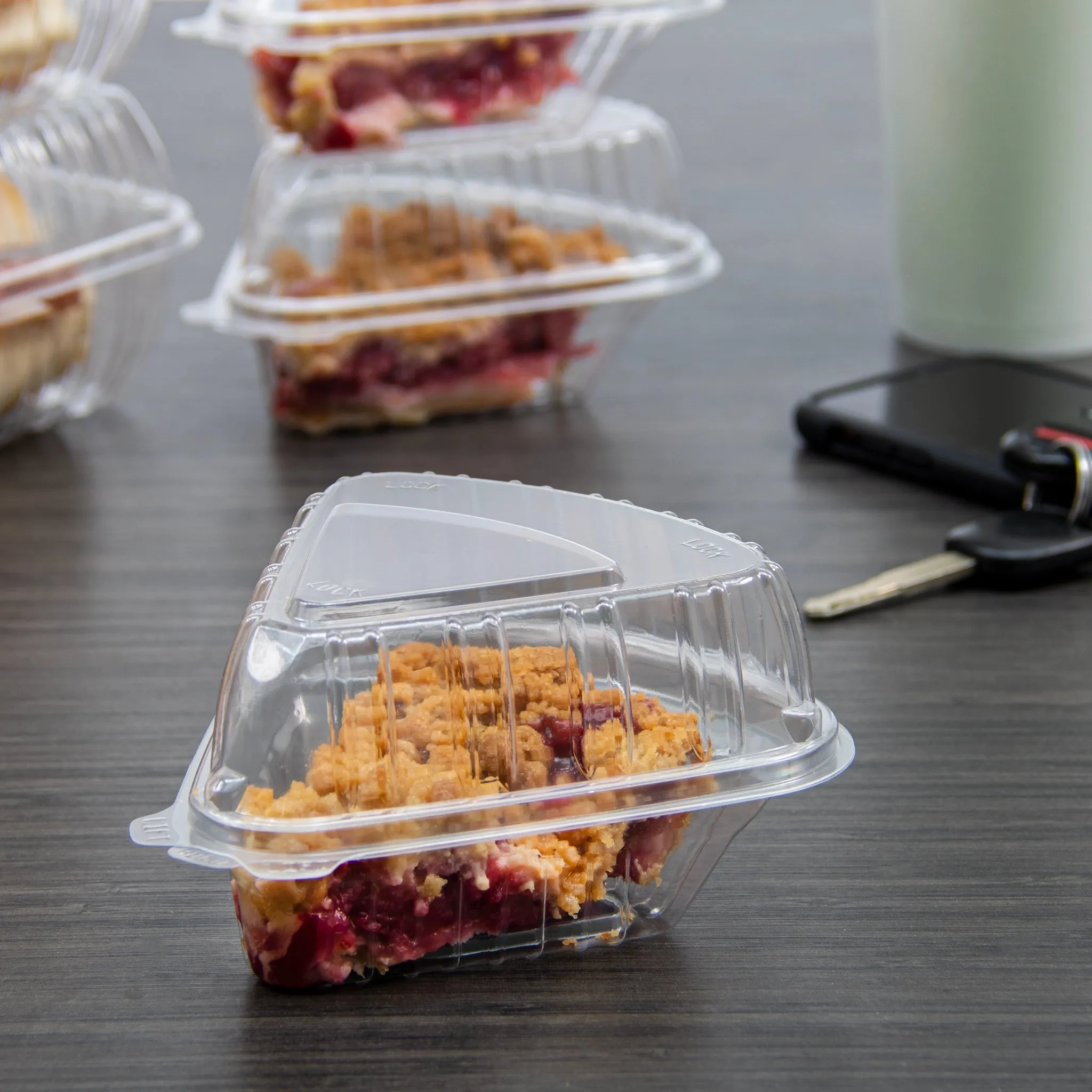 Dart C54HT1: 5 x 6 OPS Plastic Pie Wedge Container - Clear (250 Per Case)