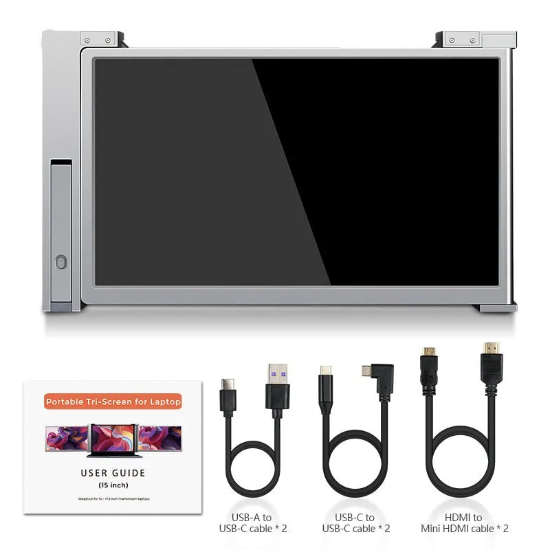 Dual Portable Triple Fold 1080P IPS FHD Monitor Screen Extender For Laptop 12" 13.3" 15"