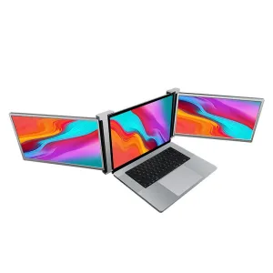 Dual Portable Triple Fold 1080P IPS FHD Monitor Screen Extender For Laptop 12" 13.3" 15"