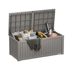 EAST OAK 150 Gallon Outdoor Storage Box: Resin, Lockable, Grey