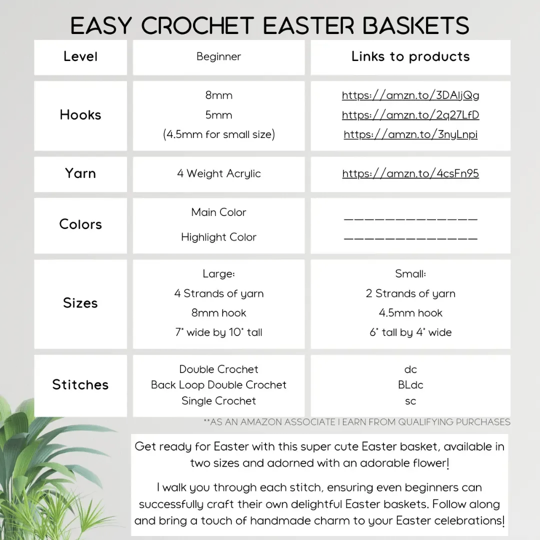 Easy Crochet Easter Baskets