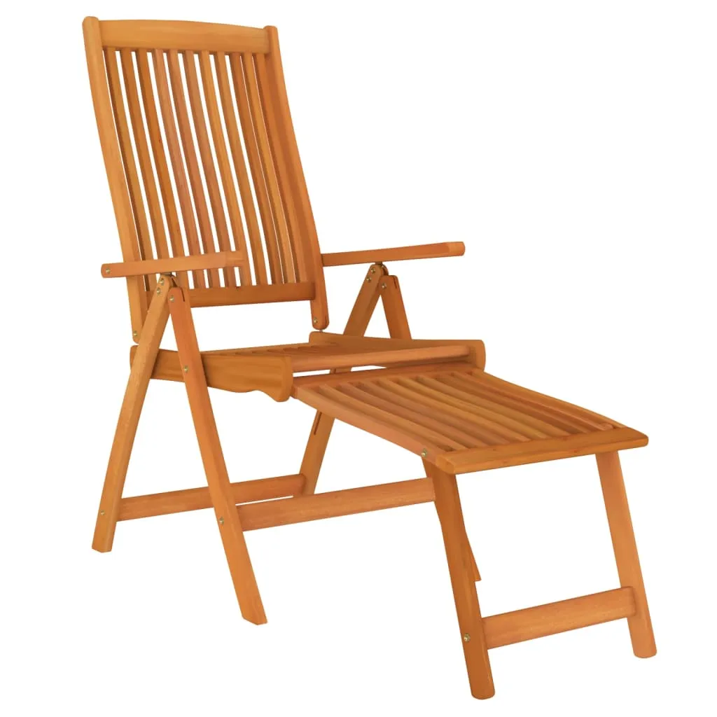 Folding Patio Chairs with Footrests 2 pcs Solid Wood Eucalyptus