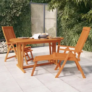 Folding Patio Chairs with Footrests 2 pcs Solid Wood Eucalyptus