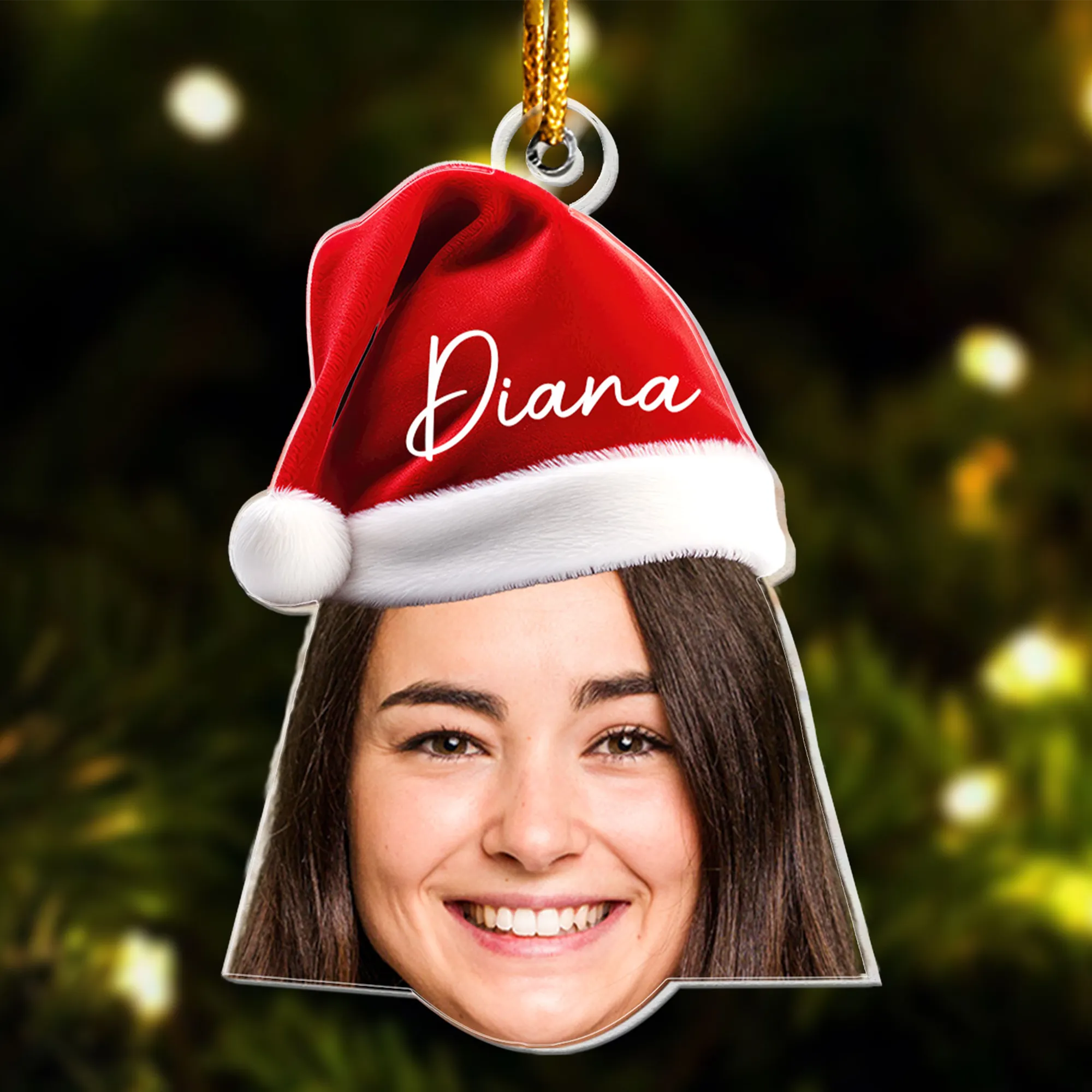 Funny Christmas Face - Personalized Acrylic Photo Ornament