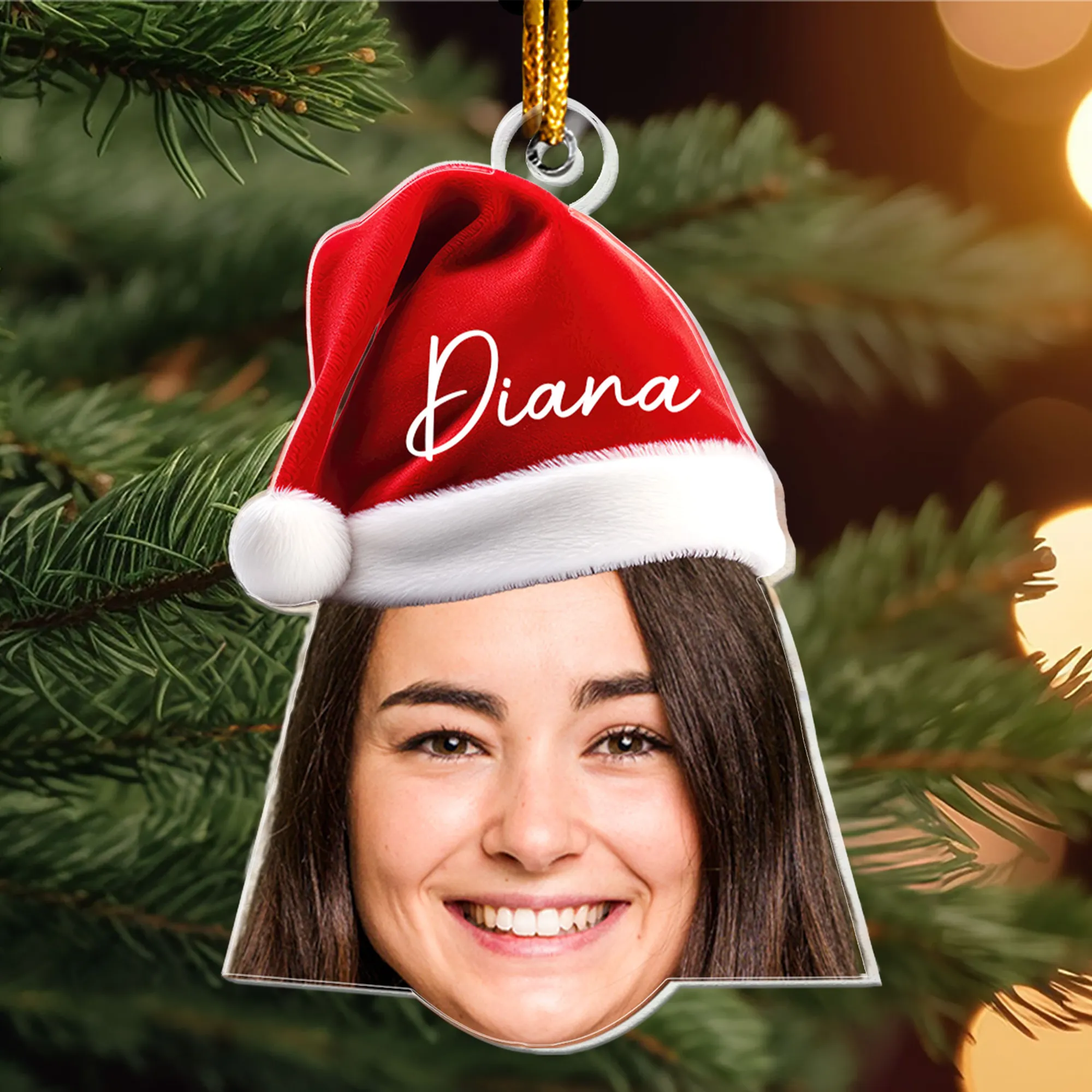 Funny Christmas Face - Personalized Acrylic Photo Ornament