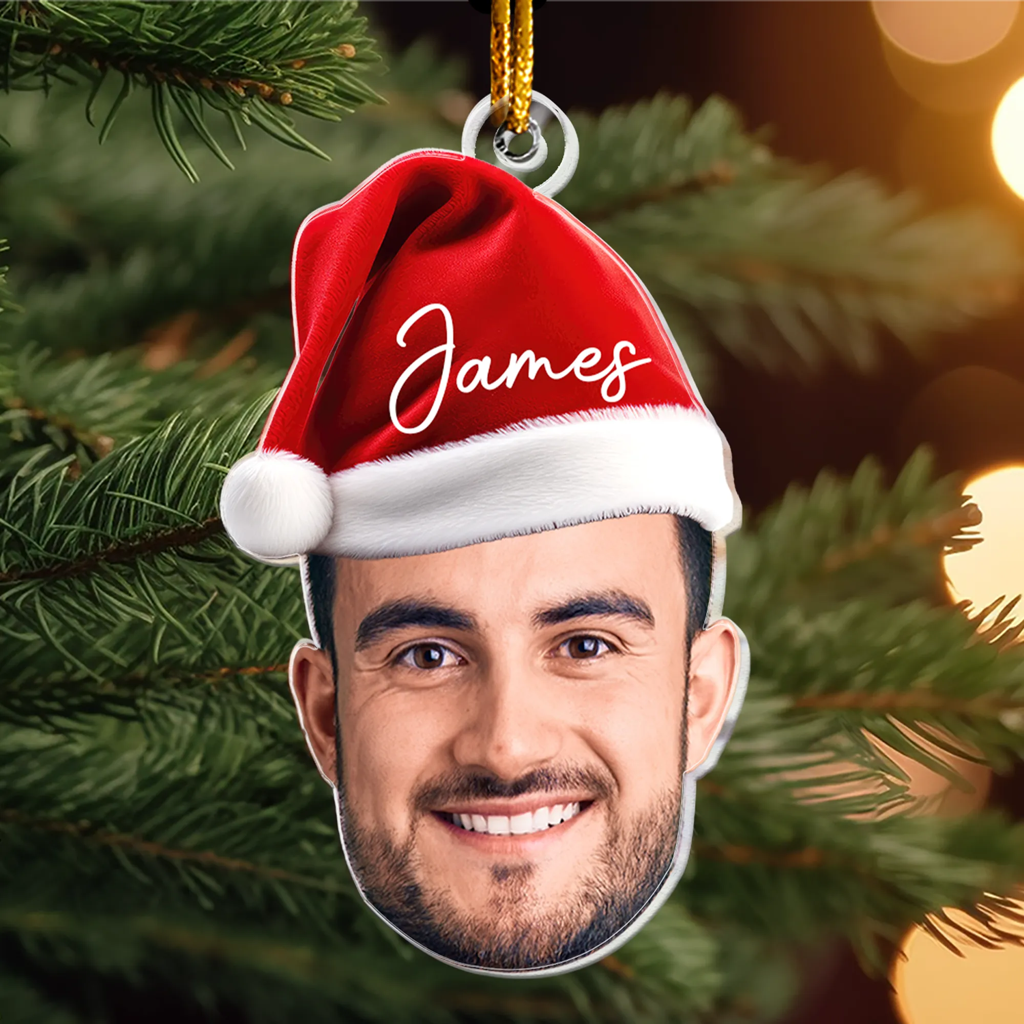 Funny Christmas Face - Personalized Acrylic Photo Ornament