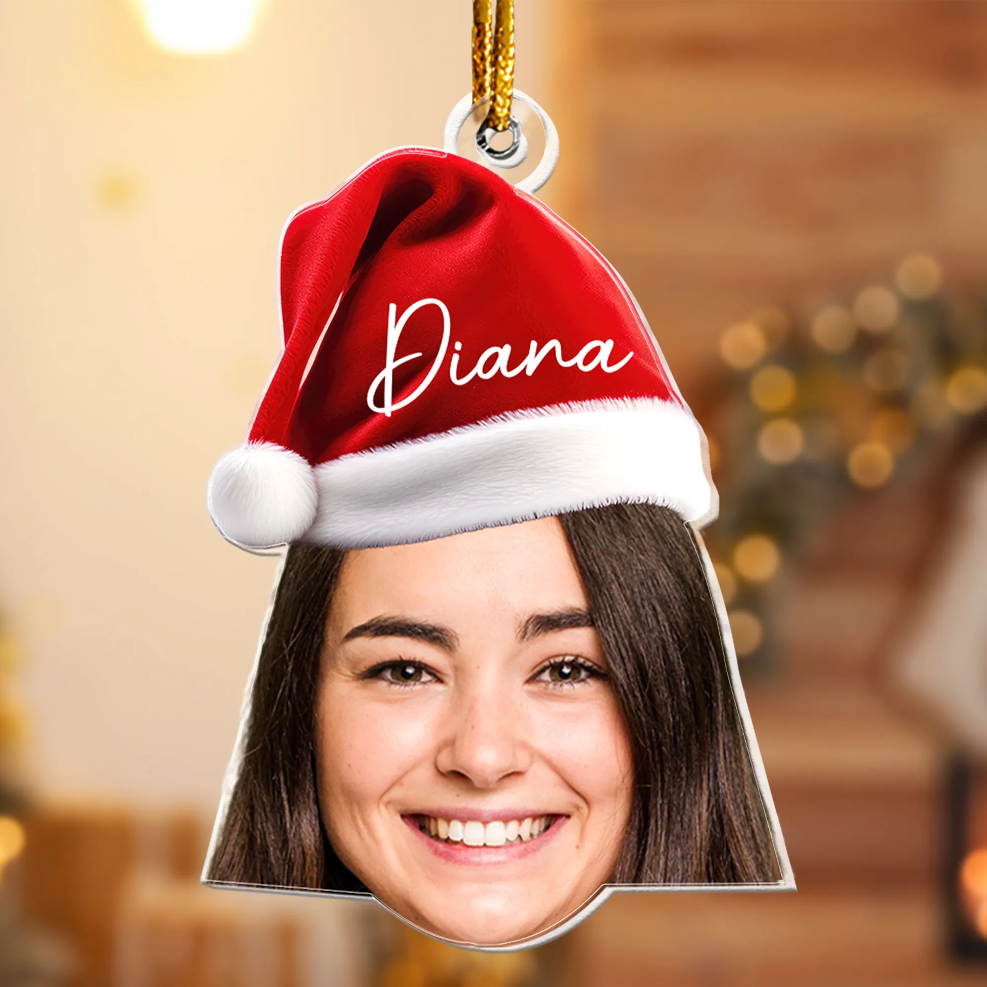 Funny Christmas Face - Personalized Acrylic Photo Ornament