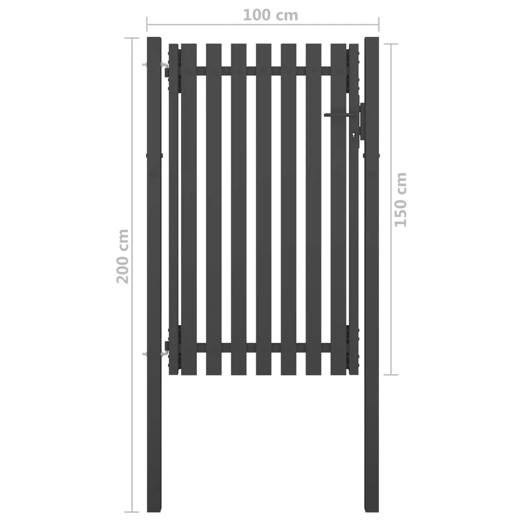 Garden Fence Gate Steel 1x2 m Anthracite